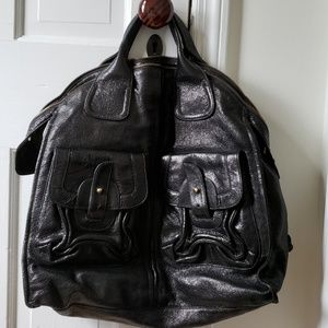 BULGA MARQUIS BLACK LEATHER TOTE WEEKENDER RARE!